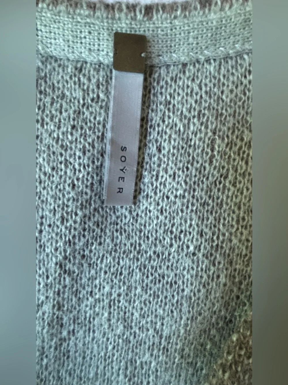 SOYER Women’s Mohair Blend V-Neck Oversized Knit Sweater Taupe 24x23